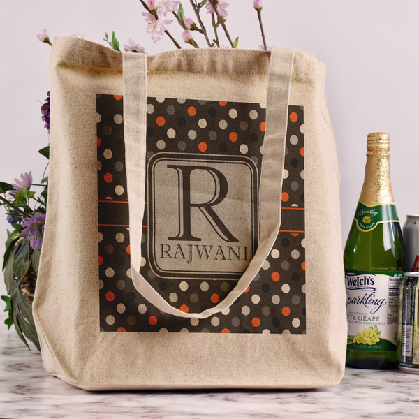 Gray Dots Reusable Cotton Grocery Bag - In Context