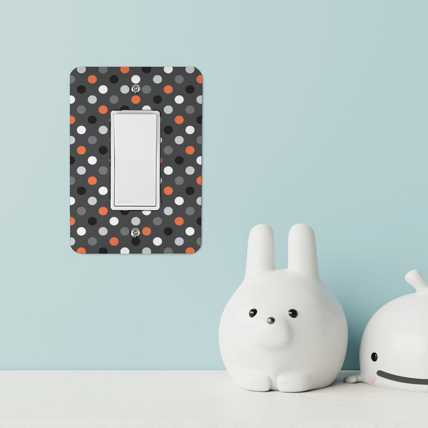 Gray Dots Rocker Light Switch Covers - Single - IN CONTEXT