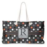 Gray Dots Large Tote Bag with Rope Handles (Personalized)