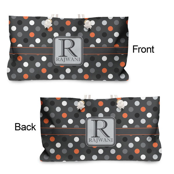 Gray Dots Large Rope Tote - From & Back View