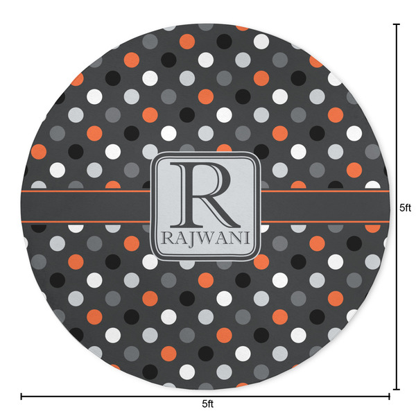 Gray Dots Round Area Rug - Size