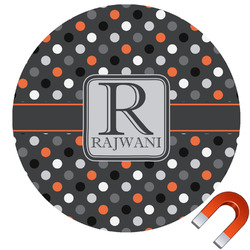 Gray Dots Round Car Magnet - 10" (Personalized)