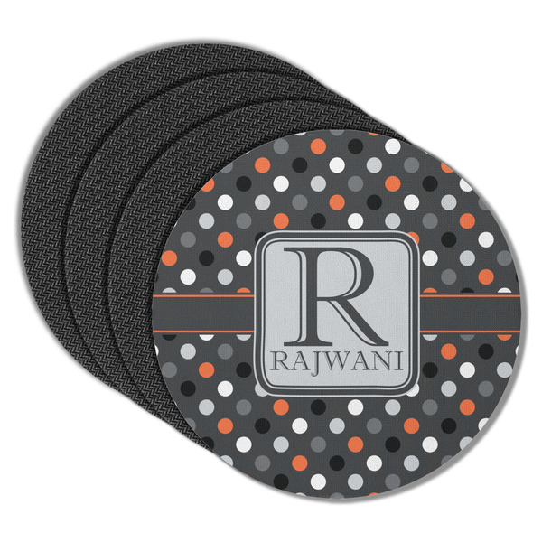 Gray Dots Round Coaster Rubber Back - Main