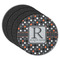 Gray Dots Round Rubber Backed Coasters - Set of 4 (Personalized)