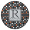 Gray Dots Round Rubber Backed Coaster (Personalized)