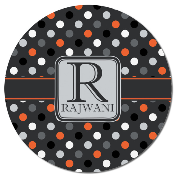 Gray Dots Round Fridge Magnet - FRONT
