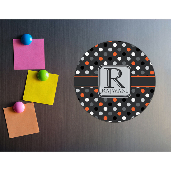 Gray Dots Round Fridge Magnet - LIFESTYLE
