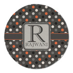 Gray Dots Round Linen Placemat (Personalized)