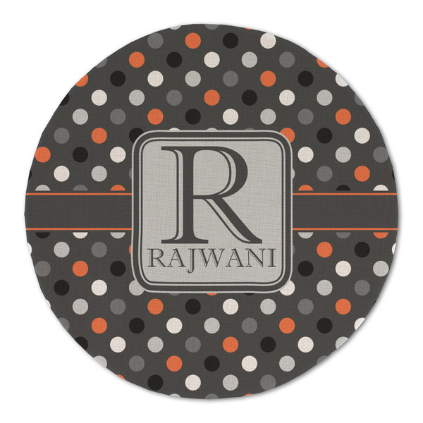 Custom Gray Dots Round Linen Placemat (Personalized)