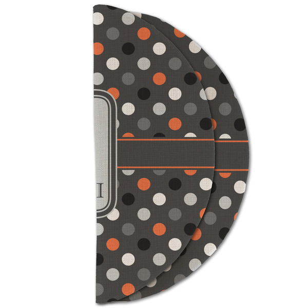 Gray Dots Round Linen Placemats - HALF FOLDED (double sided)