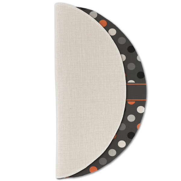 Gray Dots Round Linen Placemats - HALF FOLDED (single sided)