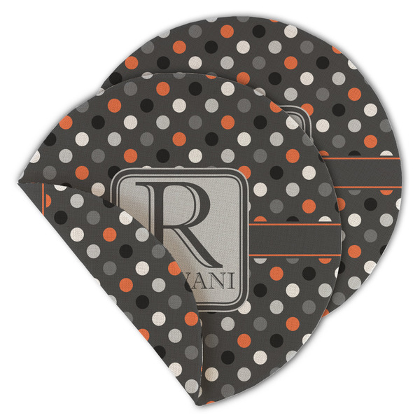 Gray Dots Round Linen Placemats - MAIN (Double-Sided)