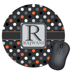 Gray Dots Round Mouse Pad (Personalized)