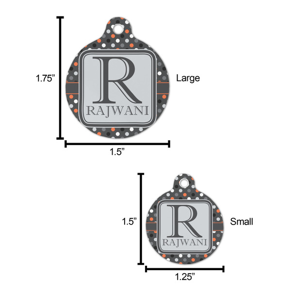 Gray Dots Round Pet ID Tag - Large - Comparison Scale