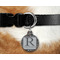Gray Dots Round Pet Tag on Collar & Dog