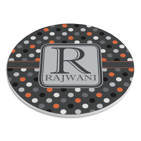 Gray Dots Round Stone Trivet - Angle View