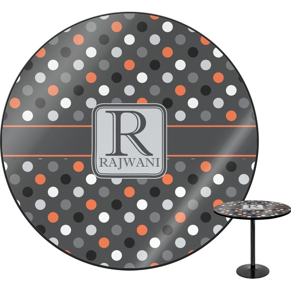 Custom Gray Dots Round Table (Personalized)