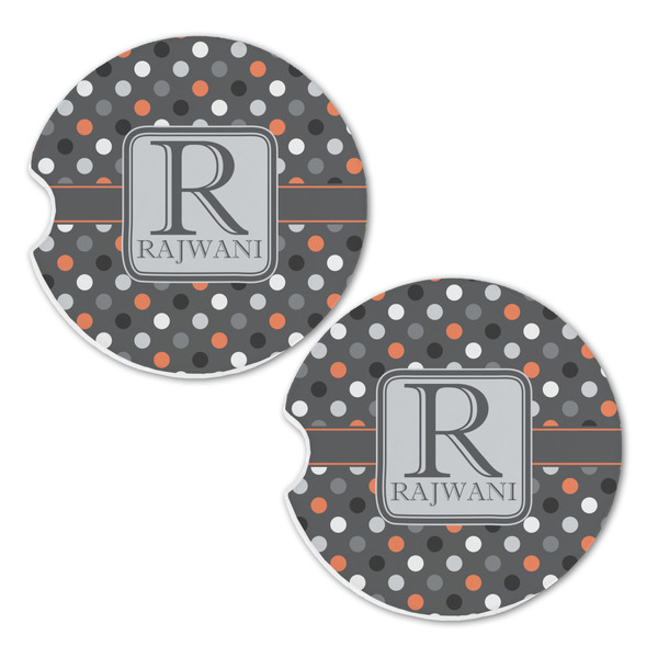 Gray Dots Sandstone Car Coasters - Set of 2