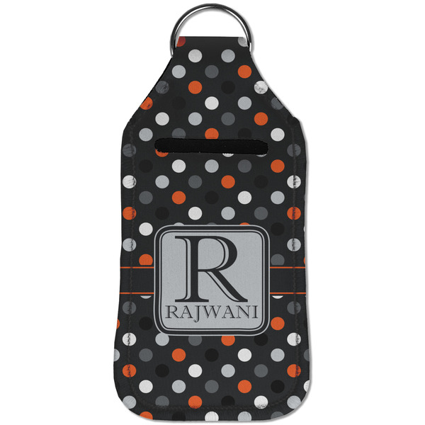 Gray Dots Sanitizer Holder Keychain - Large (Front)