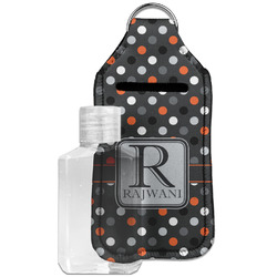 Gray Dots Hand Sanitizer & Keychain Holder - Large (Personalized)