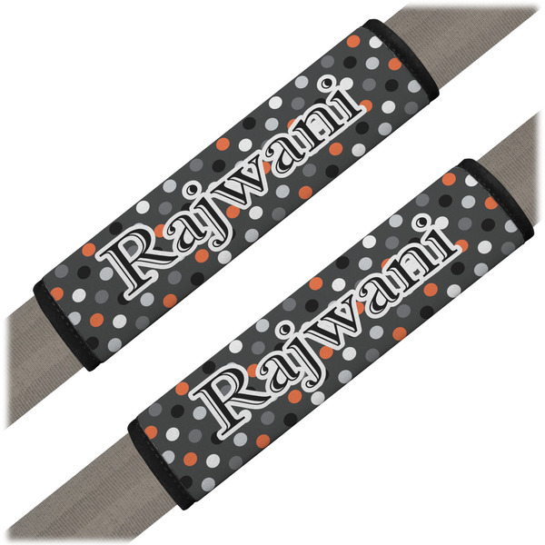 Custom Gray Dots Seat Belt Covers (Set of 2) (Personalized)