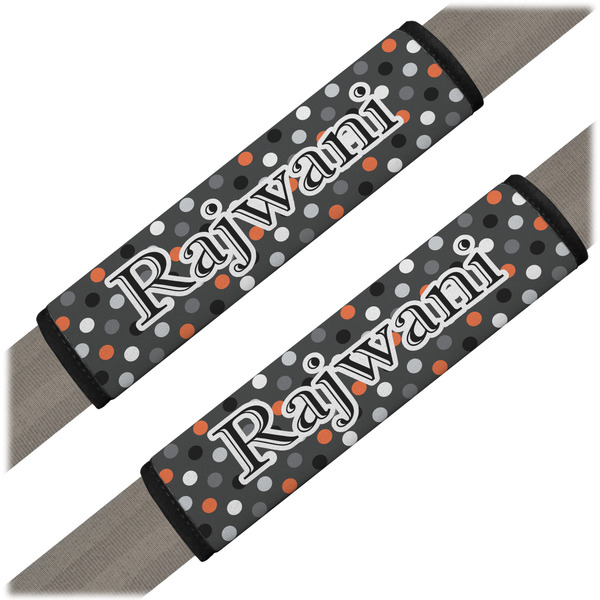 Custom Gray Dots Seat Belt Covers (Set of 2) (Personalized)