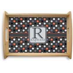 Gray Dots Natural Wooden Tray - Small (Personalized)
