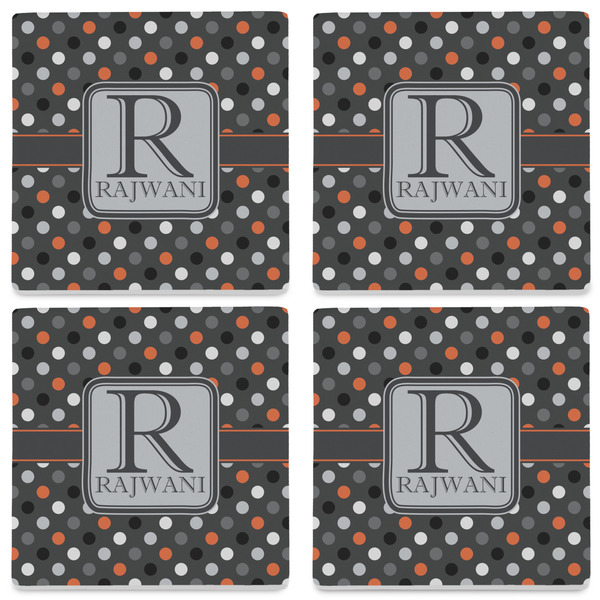 Gray Dots Set of 4 Sandstone Coasters - See All 4 View