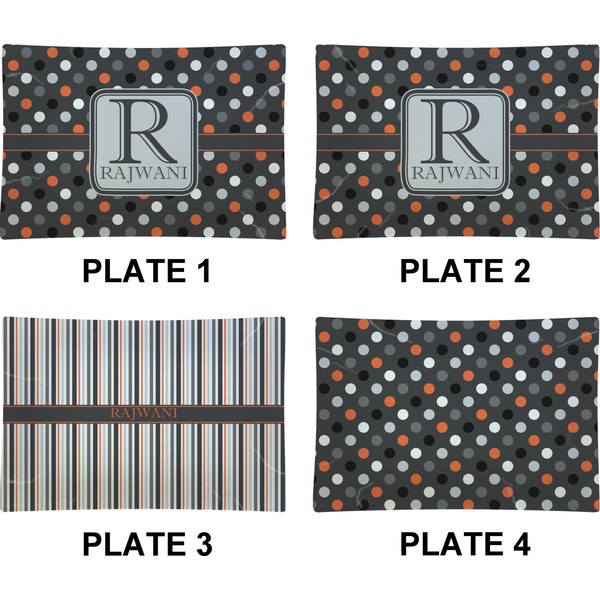 Gray Dots Set of Rectangular Appetizer / Dessert Plates (Approval)