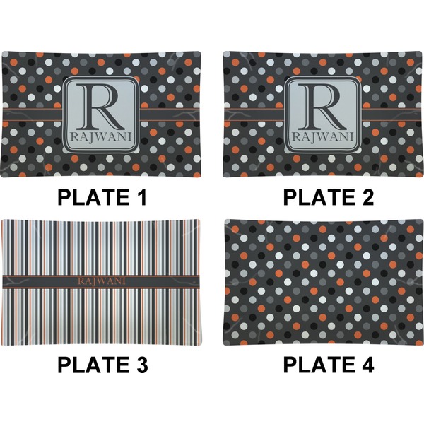 Gray Dots Set of Rectangular Dinner Plates (Approval)