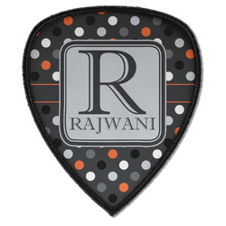 Gray Dots Iron on Shield Patch A w/ Name and Initial