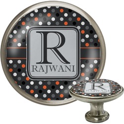 Gray Dots Cabinet Knob (Silver) (Personalized)