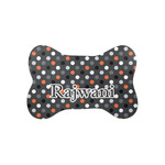 Gray Dots Bone Shaped Dog Food Mat (Small) (Personalized)