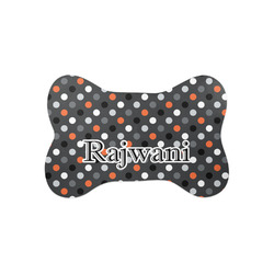Gray Dots Bone Shaped Dog Food Mat (Small) (Personalized)
