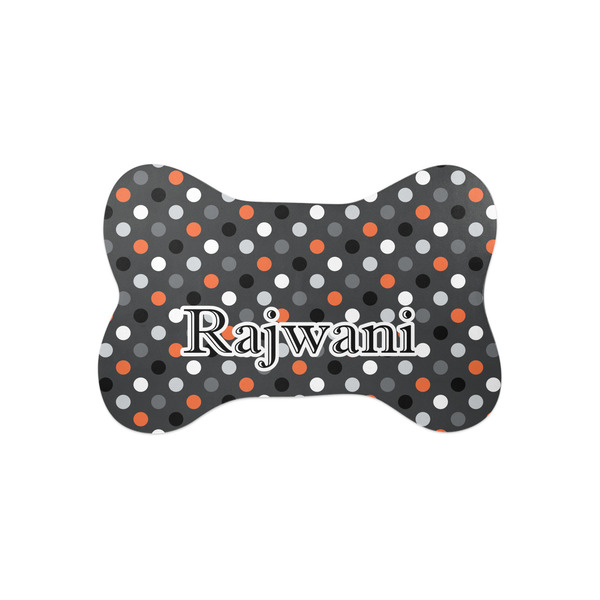 Custom Gray Dots Bone Shaped Dog Food Mat (Small) (Personalized)