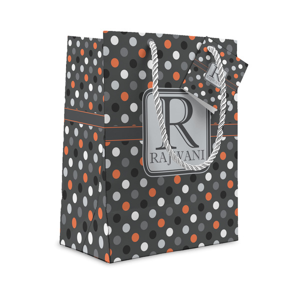 Custom Gray Dots Small Gift Bag (Personalized)