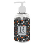 Gray Dots Plastic Soap / Lotion Dispenser (8 oz - Small - White) (Personalized)