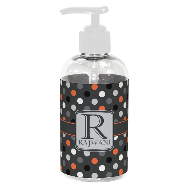 Custom Gray Dots Plastic Soap / Lotion Dispenser (8 oz - Small - White) (Personalized)