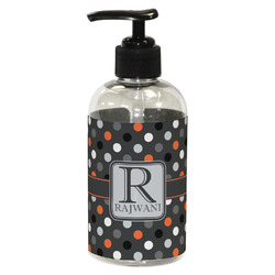 Gray Dots Plastic Soap / Lotion Dispenser (8 oz - Small - Black) (Personalized)