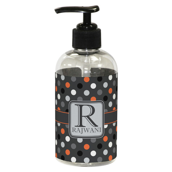 Custom Gray Dots Plastic Soap / Lotion Dispenser (8 oz - Small - Black) (Personalized)
