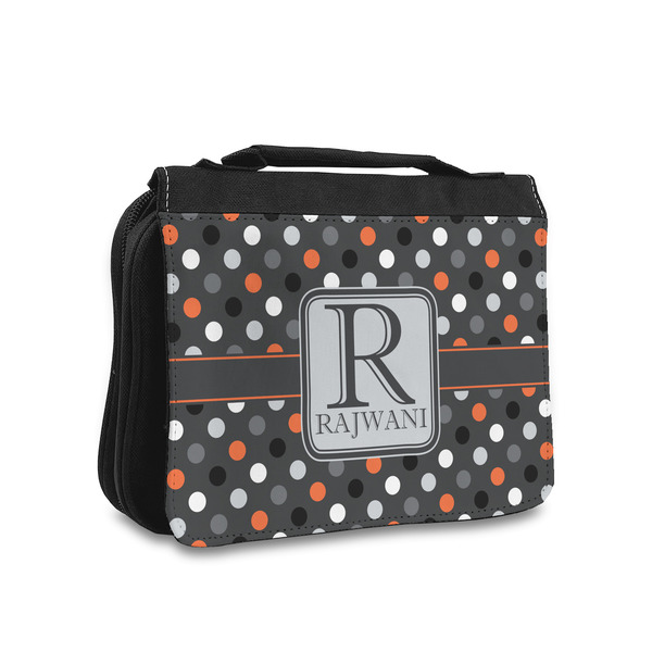 Custom Gray Dots Toiletry Bag - Small (Personalized)