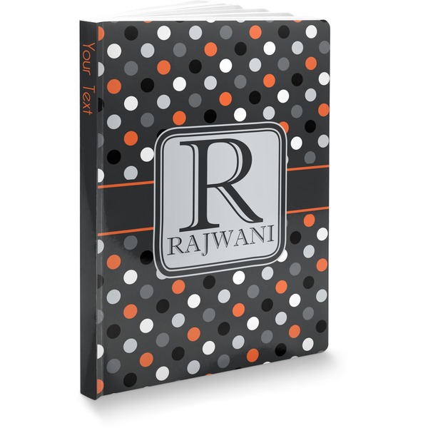 Custom Gray Dots Softbound Notebook - 7.25" x 10" (Personalized)