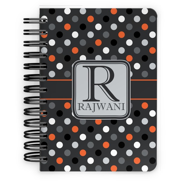 Custom Gray Dots Spiral Notebook - 5x7 w/ Name and Initial