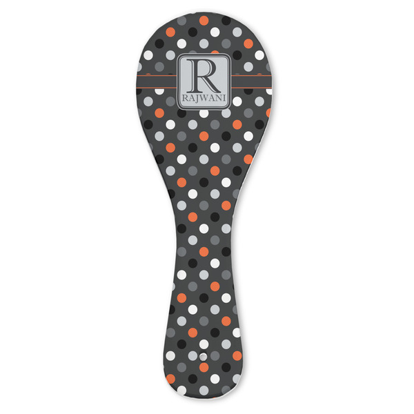 Custom Gray Dots Ceramic Spoon Rest (Personalized)