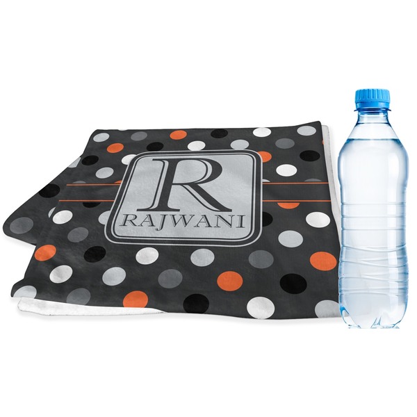 Custom Gray Dots Sports & Fitness Towel (Personalized)