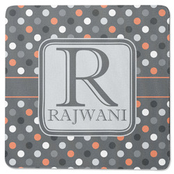 Gray Dots Square Rubber Backed Coaster (Personalized)