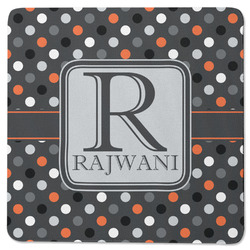 Gray Dots Square Rubber Backed Coaster (Personalized)