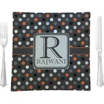 Gray Dots 9.5" Glass Square Lunch / Dinner Plate- Single or Set of 4 (Personalized)