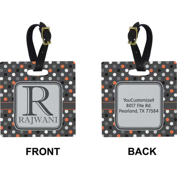 Gray Dots Square Luggage Tag (Front + Back)