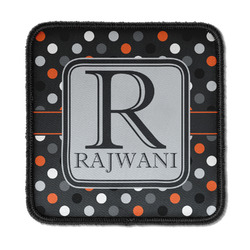 Gray Dots Iron On Square Patch w/ Name and Initial